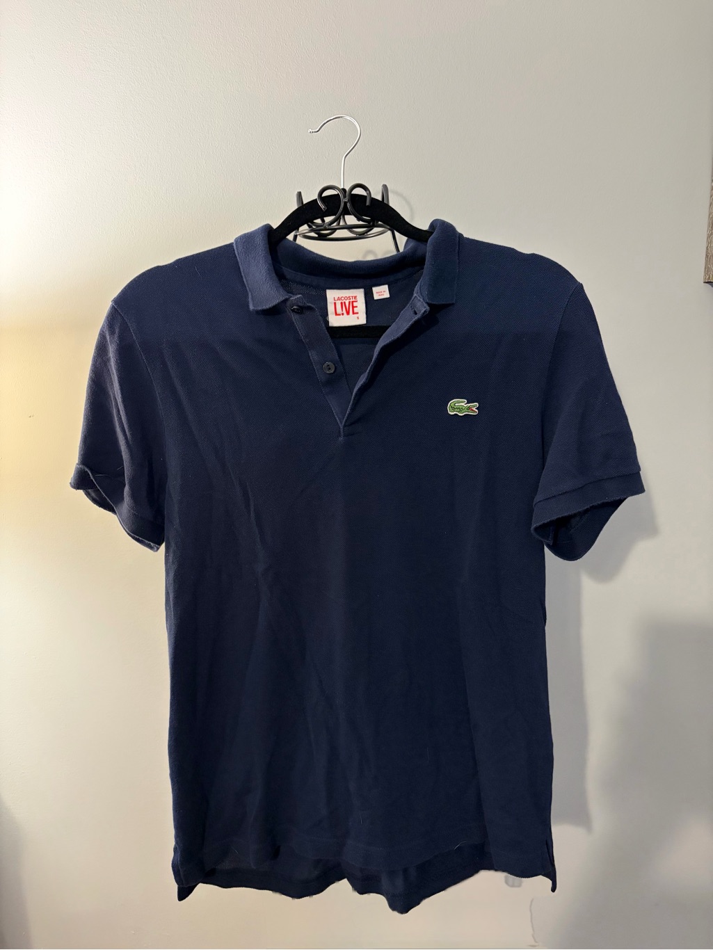 Lacoste Live Navy Blue Cotton Polo Shirt Size 5 Alligator Logo